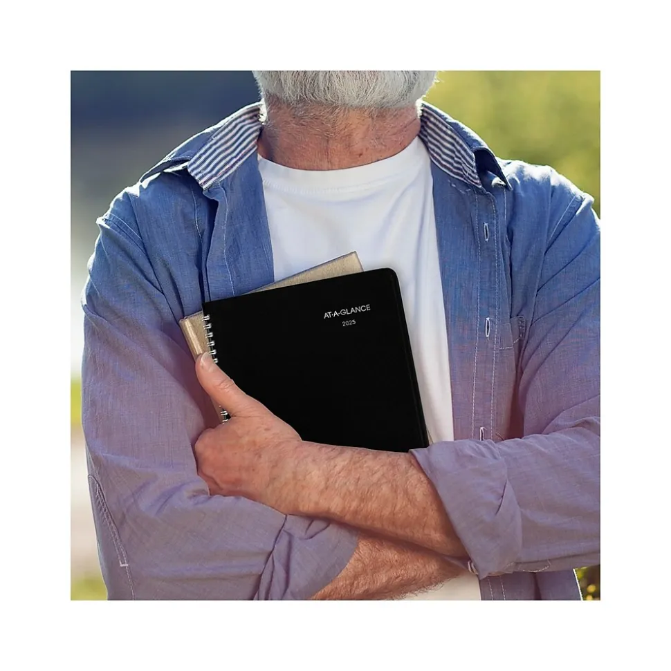 2025 AT-A-GLANCE DayMinder 7" x 8.75" Weekly Planner, Faux Leather Cover, Black (G535-00-25)