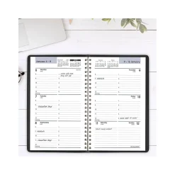 2025 AT-A-GLANCE DayMinder 5" x 8" Weekly Appointment Book, Faux Leather Cover, Black (G200-00-25)