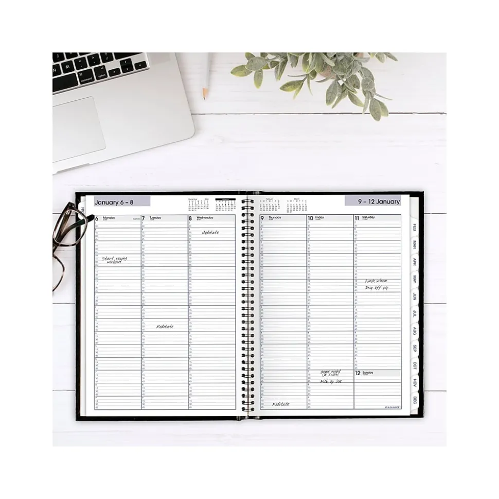 2025 AT-A-GLANCE DayMinder 8" x 11" Weekly Appointment Book Planner, Faux Leather Cover, Black (G520H-00-25)