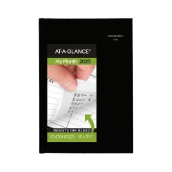 2025 AT-A-GLANCE DayMinder 8" x 11.75" Monthly Planner, Faux Leather Cover, Black (G470H-00-25)