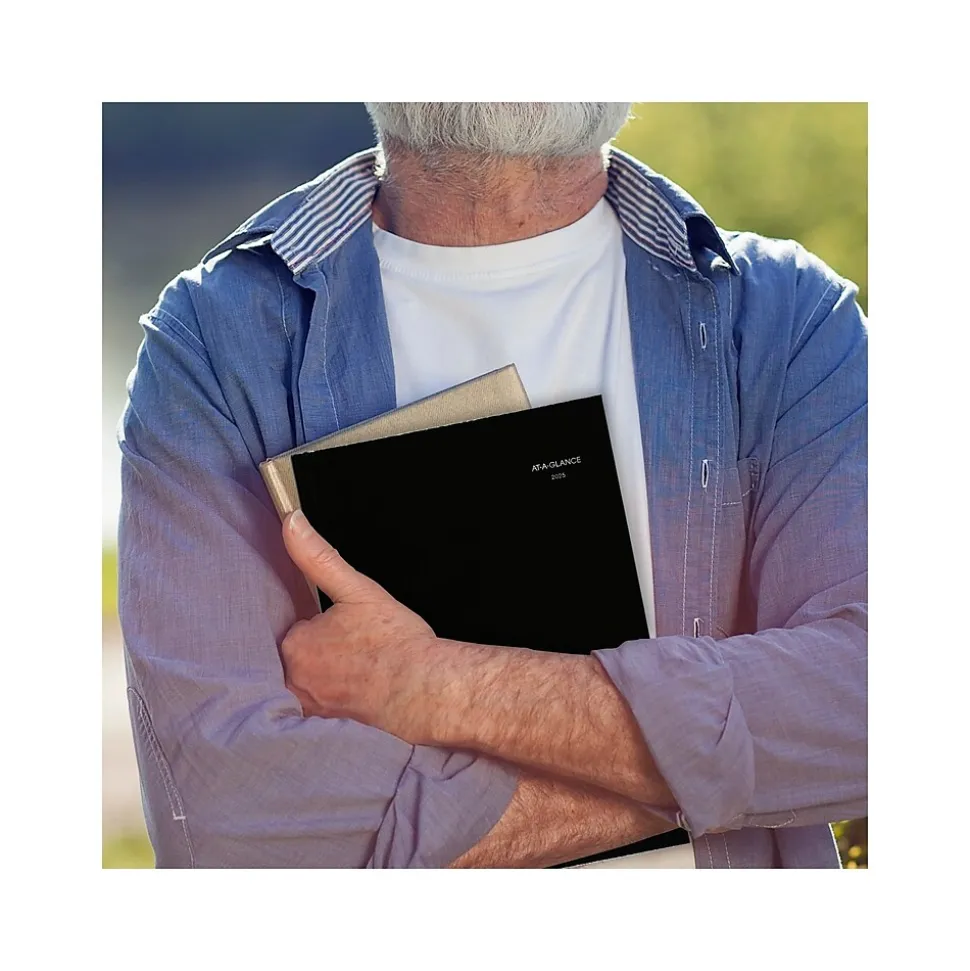 2025 AT-A-GLANCE DayMinder 8" x 11.75" Monthly Planner, Faux Leather Cover, Black (G470H-00-25)