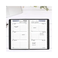 2025 AT-A-GLANCE DayMinder 5" x 8" Weekly Appointment Book, Faux Leather Cover, Black (G210-00-25)