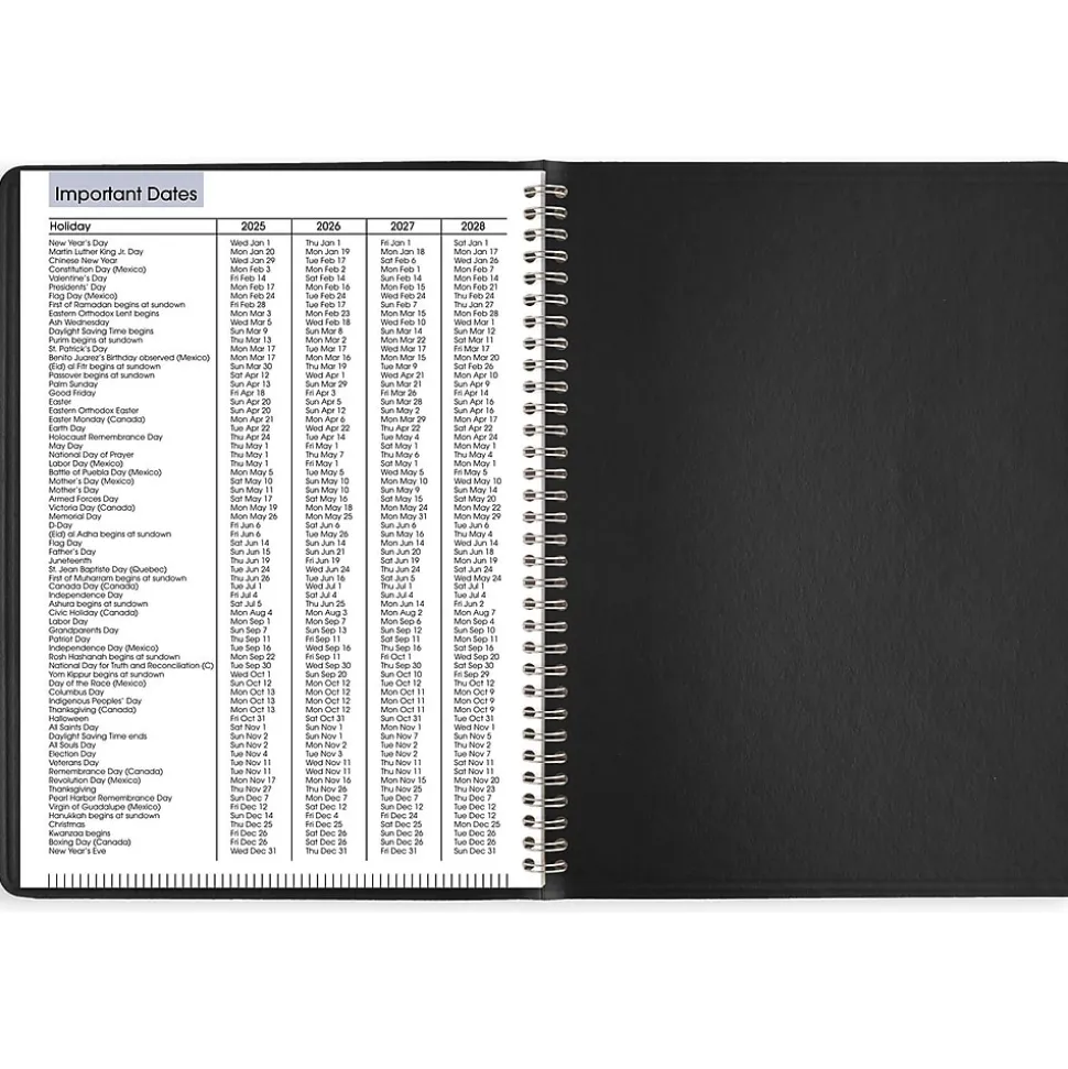 2025 AT-A-GLANCE DayMinder 8" x 11" Weekly Appointment Book, Faux Leather Cover, Black (G520-00-25)