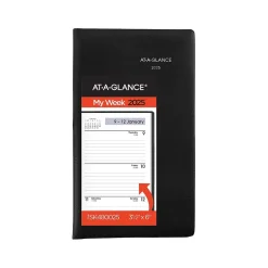 2025 AT-A-GLANCE DayMinder 3.5" x 6" Weekly Planner, Poly Cover, Black (SK48-00-25)
