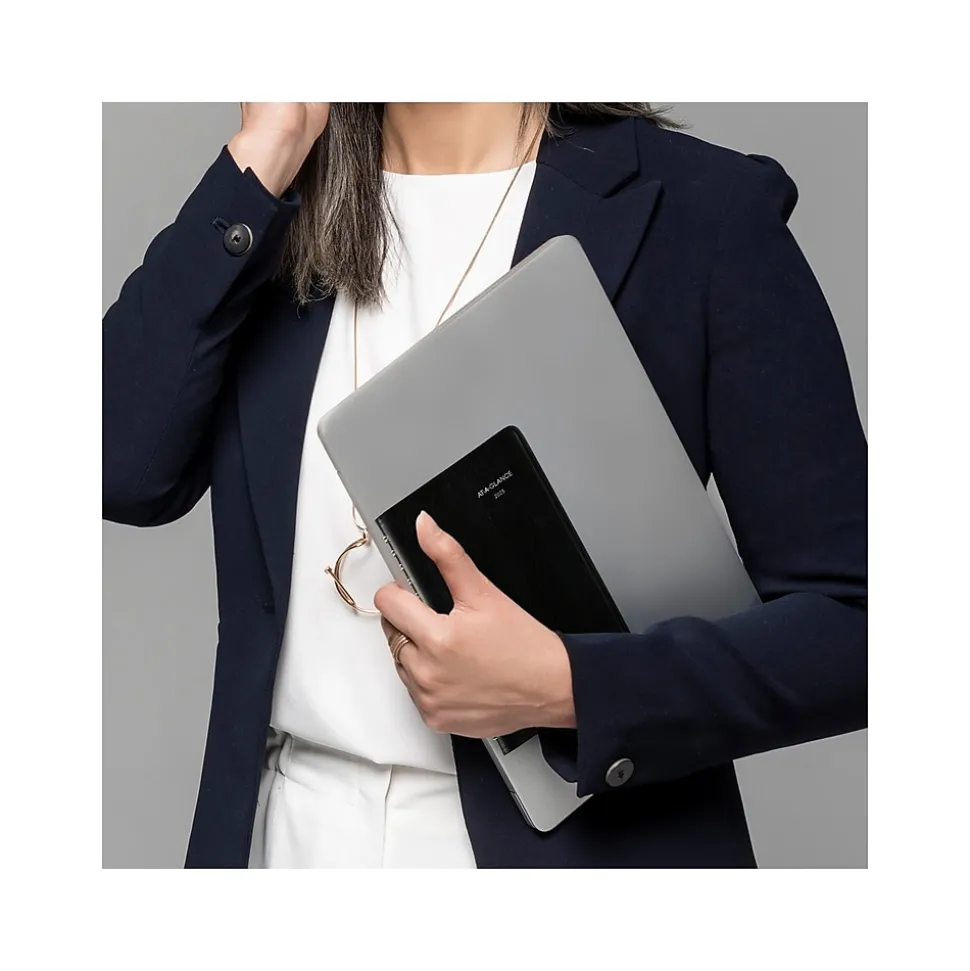2025 AT-A-GLANCE DayMinder 5" x 8" Daily Appointment Book, Faux Leather Cover, Black (G100-00-25)