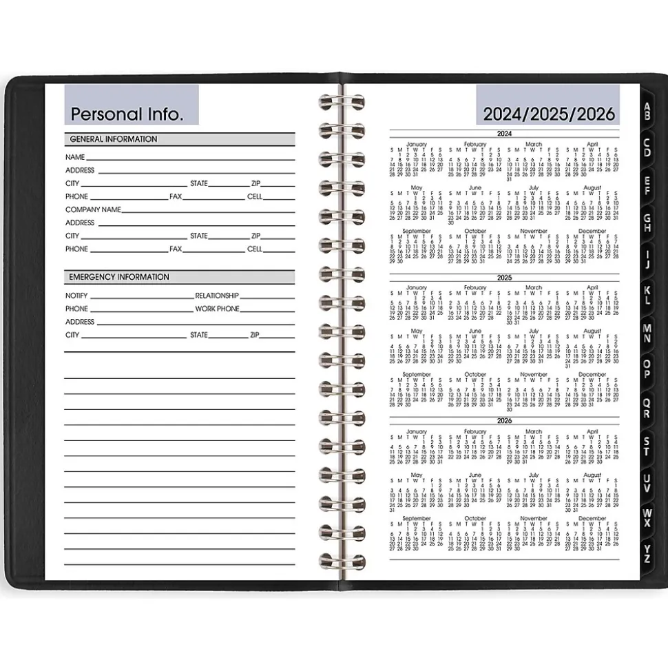 2025 AT-A-GLANCE DayMinder 3.5" x 6" Weekly Appointment Book Planner, Faux Leather Cover, Black (G250-00-25)