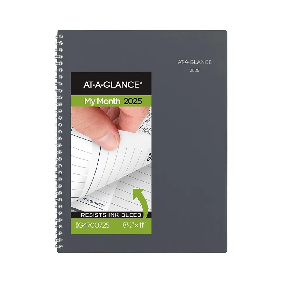 2025 AT-A-GLANCE DayMinder 8.5" x 11" Monthly Planner, Poly Cover, Gray (GC470-07-25)