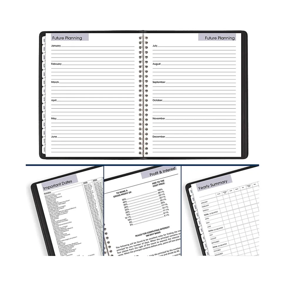 2025 AT-A-GLANCE DayMinder Executive 7" x 8.75" Weekly & Monthly Planner, Faux Leather Cover, Black (G545-00-25)