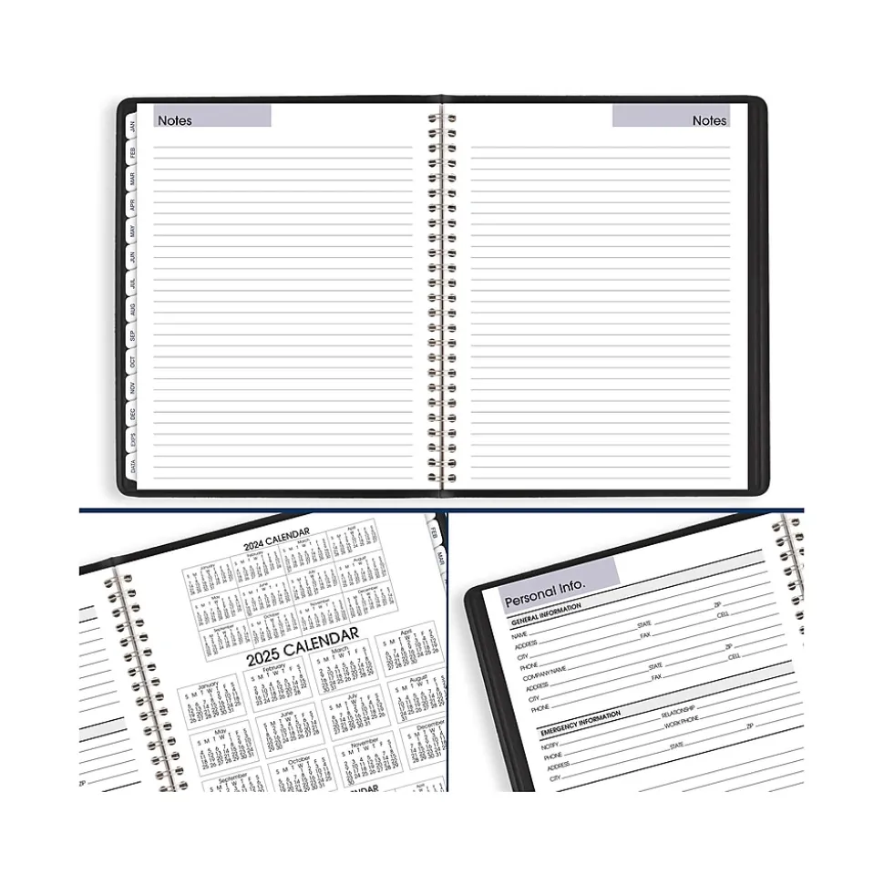 2025 AT-A-GLANCE DayMinder Executive 7" x 8.75" Weekly & Monthly Planner, Faux Leather Cover, Black (G545-00-25)