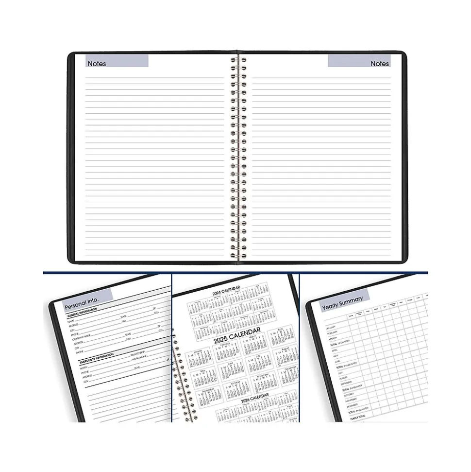 2025 AT-A-GLANCE DayMinder Executive 7" x 8.75" Weekly & Monthly Planner, Faux Leather Cover, Black (G546-00-25)