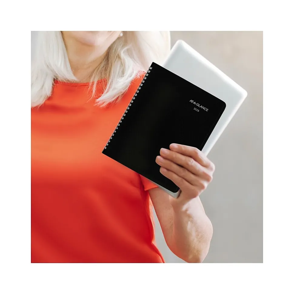 2025 AT-A-GLANCE DayMinder Executive 7" x 8.75" Weekly & Monthly Planner, Faux Leather Cover, Black (G546-00-25)