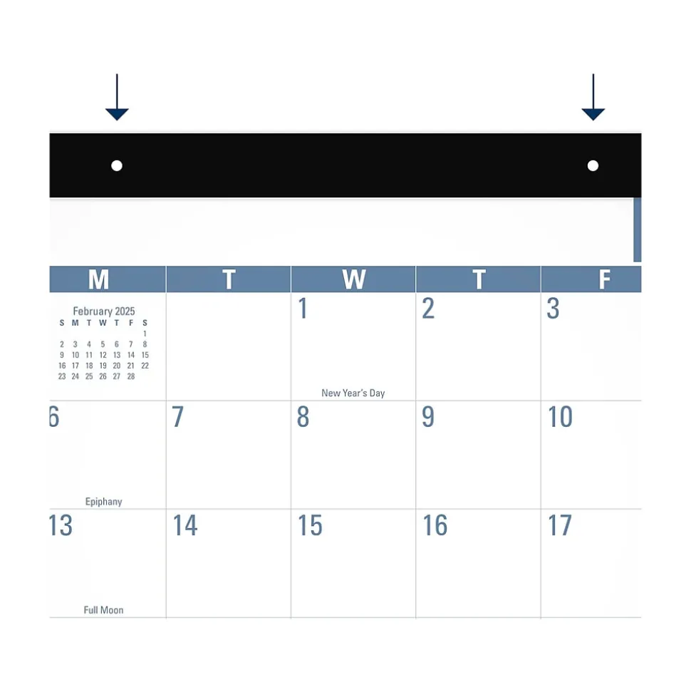 2025 AT-A-GLANCE Easy-to-Read 21.75" x 17" Monthly Desk Pad Calendar, White/Blue (SKLP24-32-25)