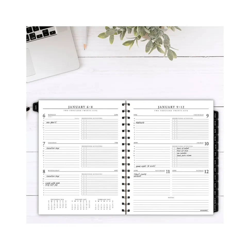 2025 AT-A-GLANCE Executive 8.75" x 6.5" Weekly & Monthly Appointment Book Refill, White/Black (70-908-10-25)