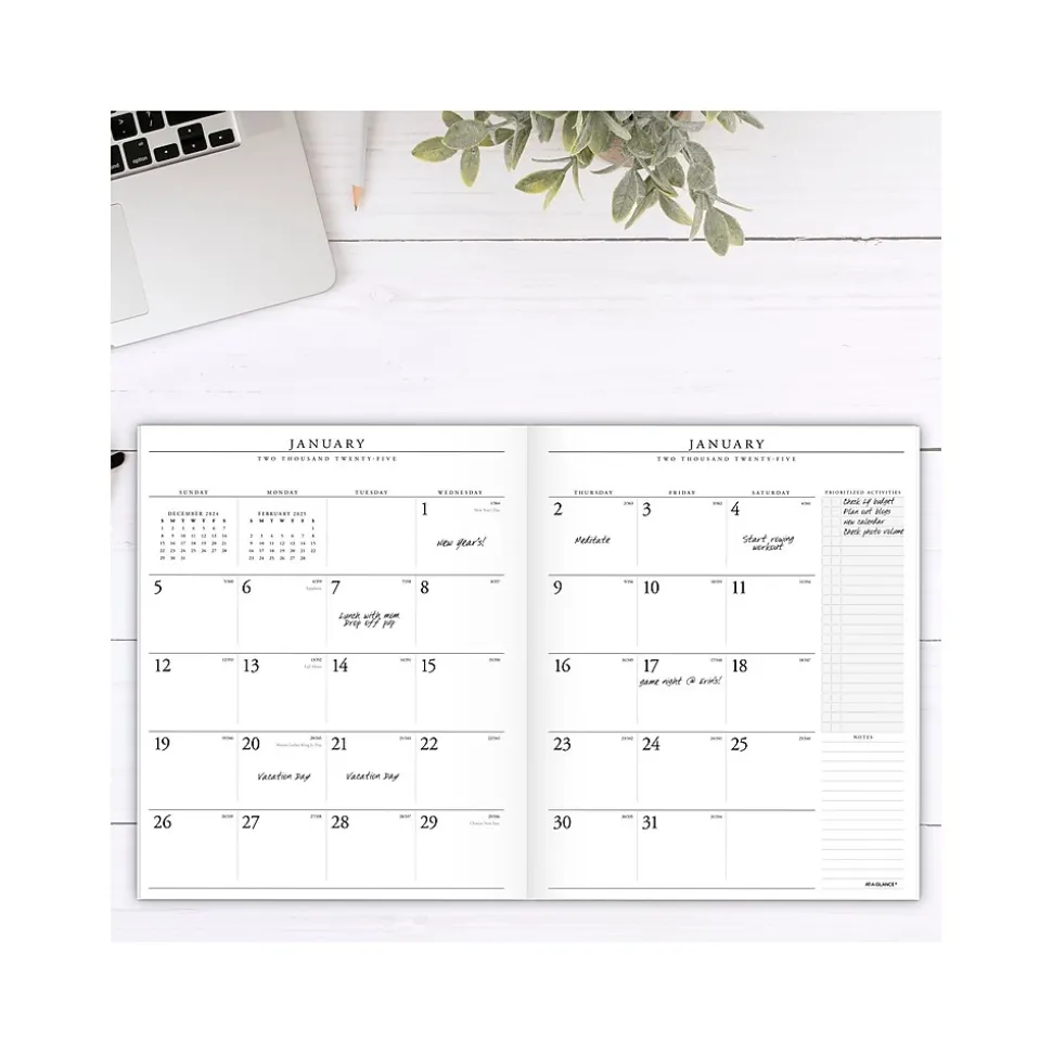2025 AT-A-GLANCE Executive 11" x 9" Monthly Padfolio Refill, White/Black (70-909-10-25)
