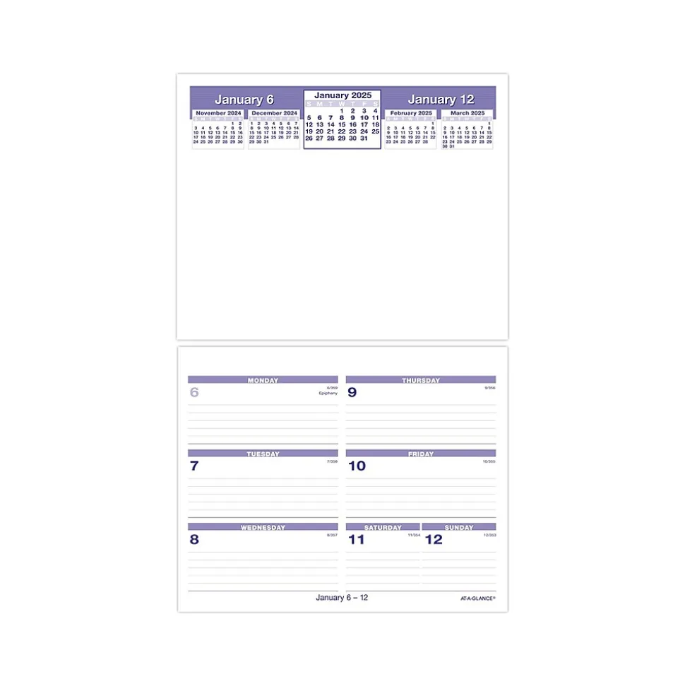 2025 AT-A-GLANCE Flip-A-Week 7" x 5.5" Weekly Desk Calendar Refill, White/Blue (SW705X-50-25)