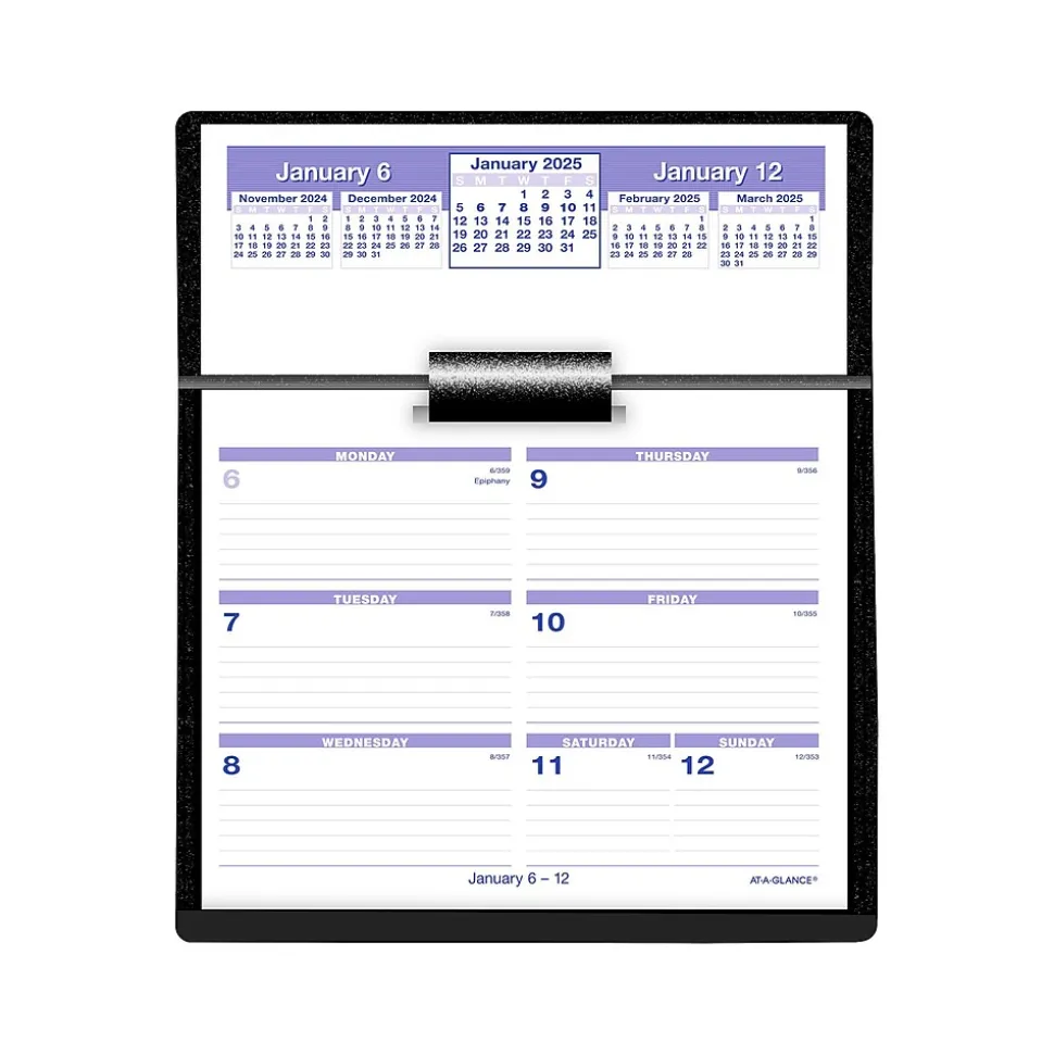 2025 AT-A-GLANCE Flip-A-Week 5.5" x 7" Weekly Desk Calendar, White/Purple (SW700X-00-25)
