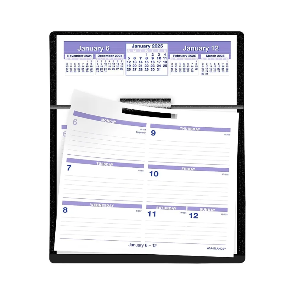 2025 AT-A-GLANCE Flip-A-Week 5.5" x 7" Weekly Desk Calendar, White/Purple (SW700X-00-25)