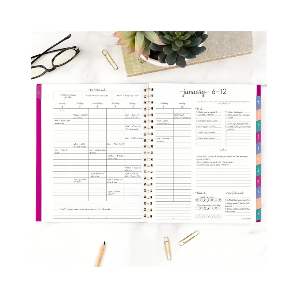 2025 AT-A-GLANCE Harmony 8.5" x 11" Weekly & Monthly Planner, Poly Cover, Beetroot (1099-905-56-25)
