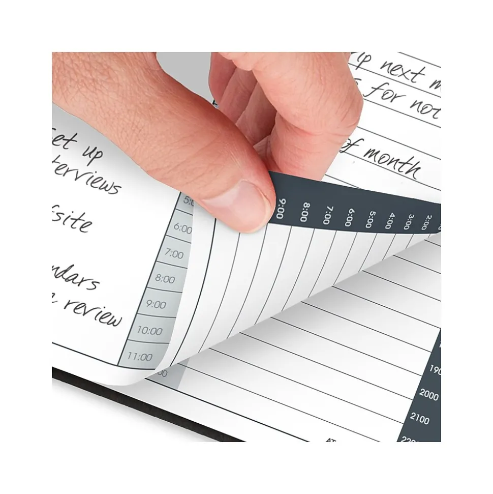 2025 AT-A-GLANCE 24-Hour 7" x 8.75" Daily Appointment Book Planner, Faux Leather Cover, Black (70-824-05-25)