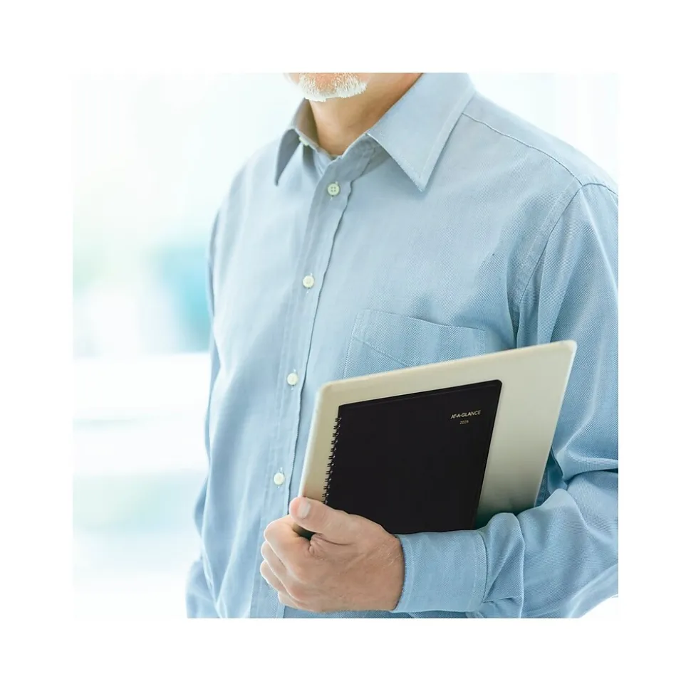 2025 AT-A-GLANCE 24-Hour 7" x 8.75" Daily Appointment Book Planner, Faux Leather Cover, Black (70-824-05-25)