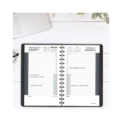 2025 AT-A-GLANCE 24-Hour 5" x 8" Daily Appointment Book Planner, Faux Leather Cover, Black (70-203-05-25)
