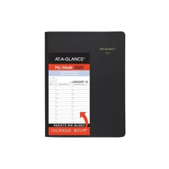 2025 AT-A-GLANCE Large Print 8.25" x 11" Weekly Appointment Book, Faux Leather Cover, Black (70-LP01-05-25)