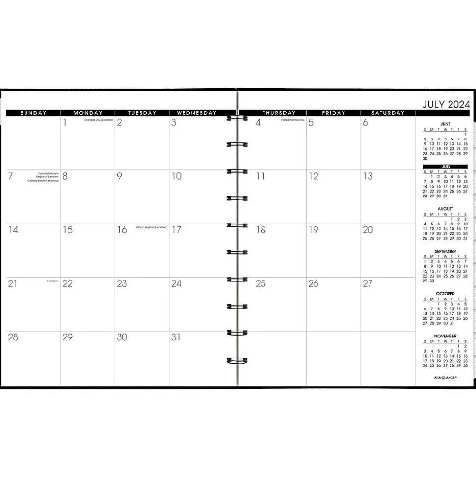 2024-2025 AT-A-GLANCE Move-A-Page 9" x 11" Academic Weekly & Monthly Planner, Poly Cover, Black (70-957E-05-25)