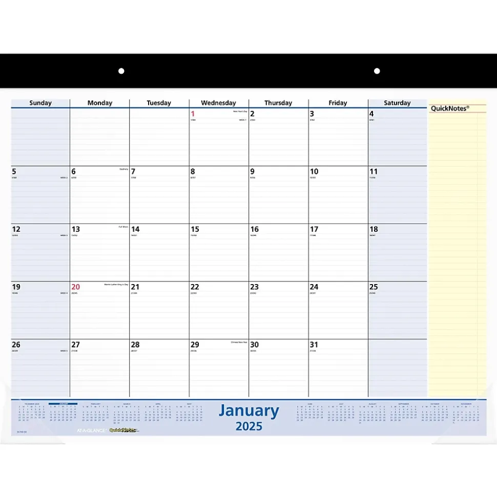 2025 AT-A-GLANCE QuickNotes 21.75" x 17" Monthly Desk Pad Calendar (SK700-00-25)