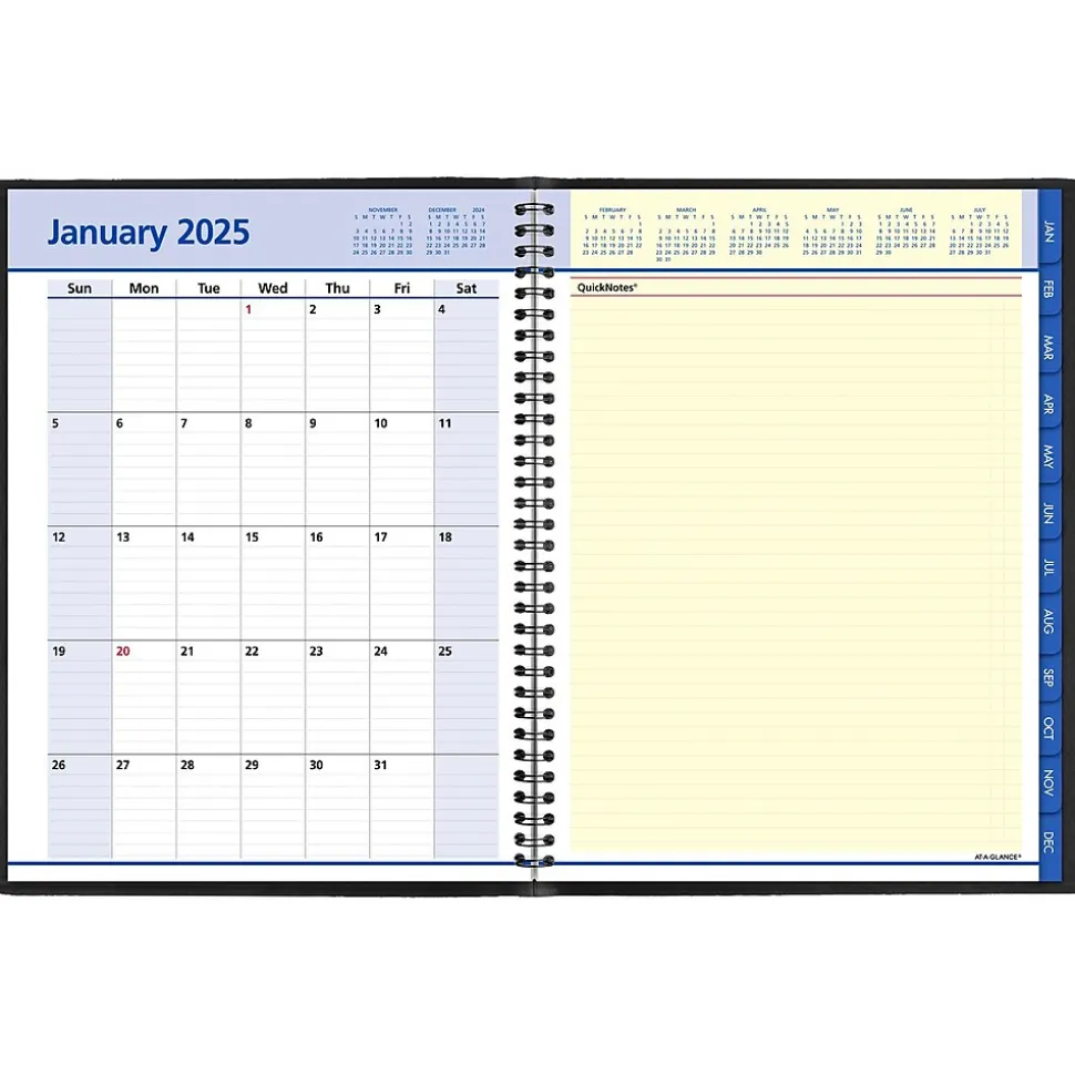 2025 AT-A-GLANCE QuickNotes 8.25" x 11" Weekly & Monthly Appointment Book, Faux Leather Cover, Black (76-950-05-25)