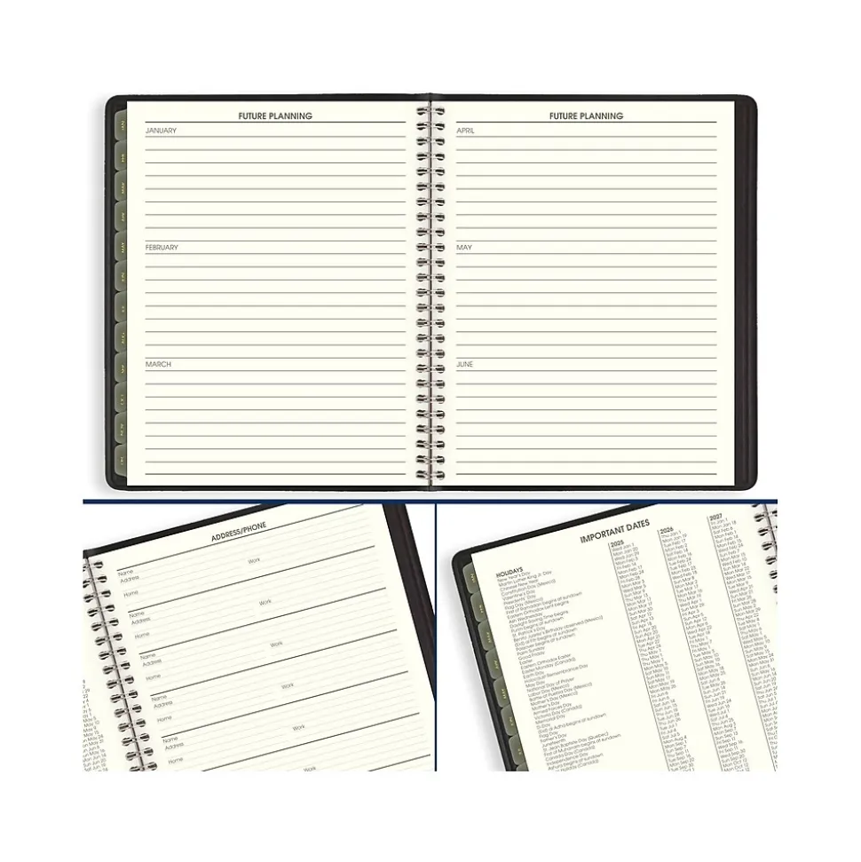 2025 AT-A-GLANCE Recycled 7" x 8.75" Monthly Planner, Faux Leather Cover, Black (70-120G-05-25)