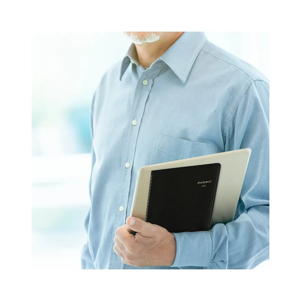 2025 AT-A-GLANCE Recycled 7" x 8.75" Monthly Planner, Faux Leather Cover, Black (70-120G-05-25)