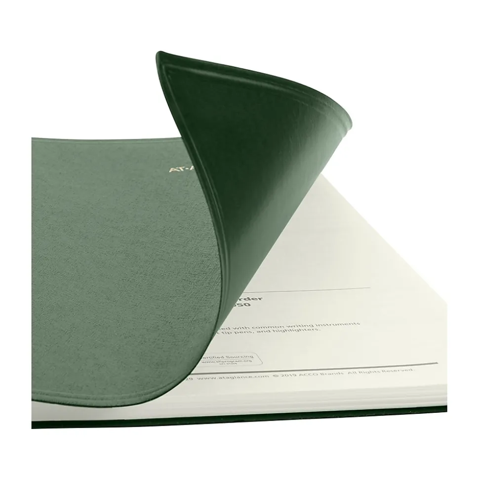 2025 AT-A-GLANCE Recycled 9" x 11" Monthly Planner, Faux Leather Cover, Green (70-260G-60-25)