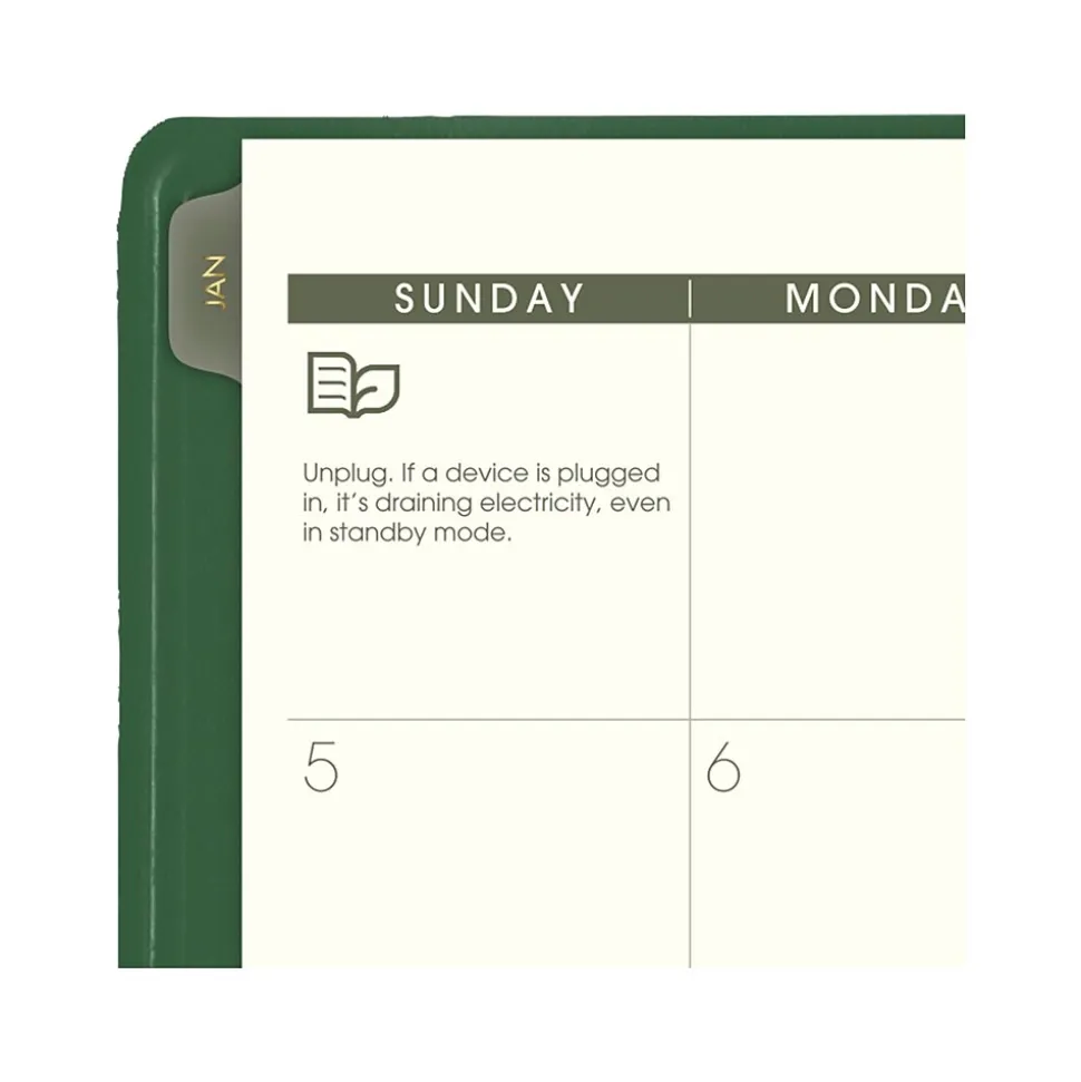 2025 AT-A-GLANCE Recycled 9" x 11" Monthly Planner, Faux Leather Cover, Green (70-260G-60-25)