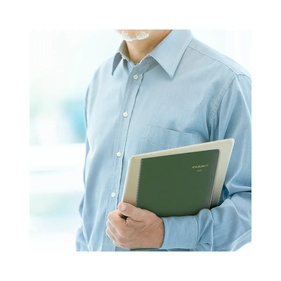 2025 AT-A-GLANCE Recycled 9" x 11" Monthly Planner, Faux Leather Cover, Green (70-260G-60-25)