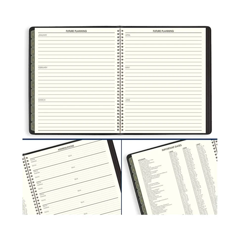2025 AT-A-GLANCE Recycled 9" x 11" Monthly Planner, Faux Leather Cover, Black (70-260G-05-25)