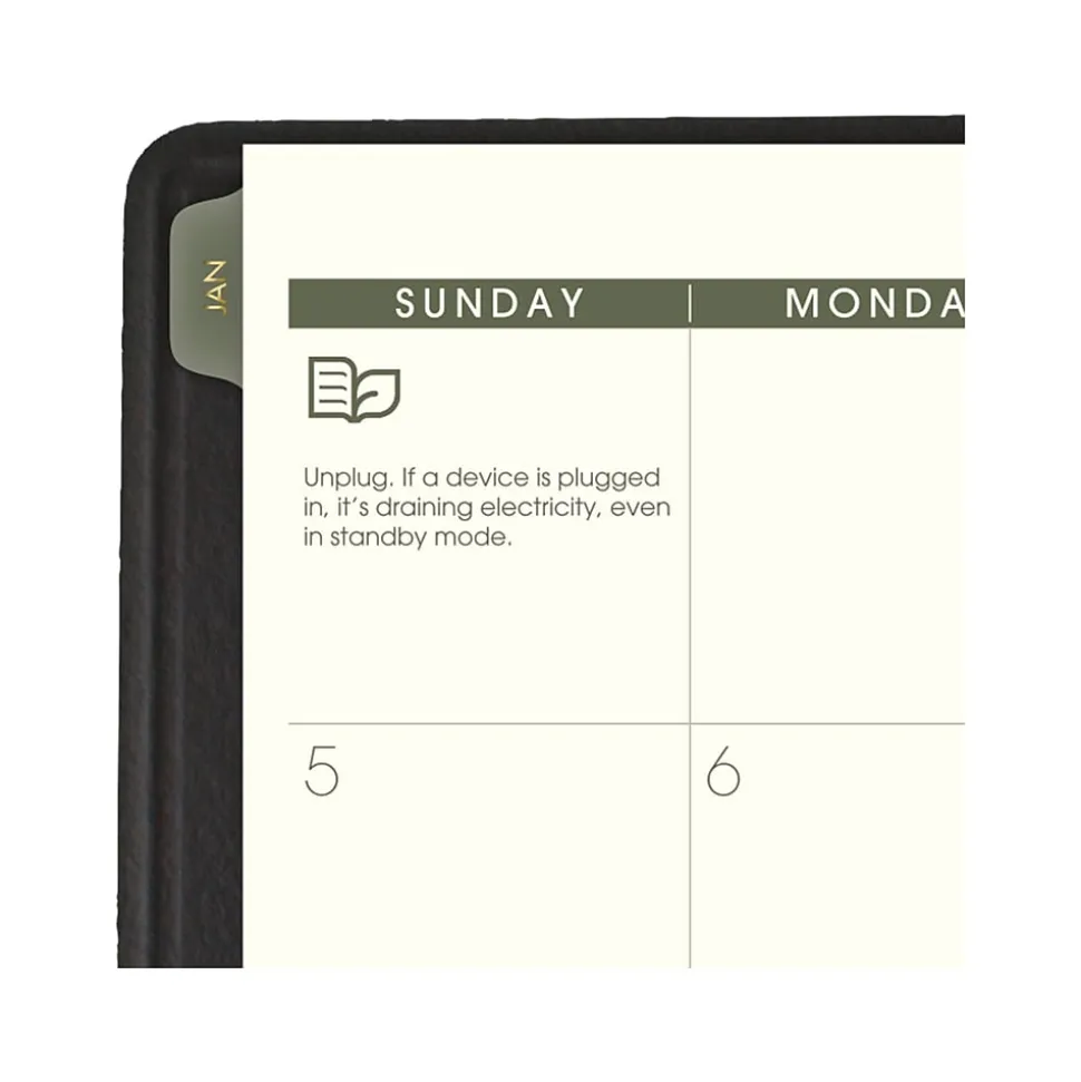 2025 AT-A-GLANCE Recycled 9" x 11" Monthly Planner, Faux Leather Cover, Black (70-260G-05-25)