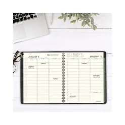 2025 AT-A-GLANCE Recycled 7" x 8.75" Weekly & Monthly Appointment Book, Faux Leather Cover, Black (70-951G-05-25)