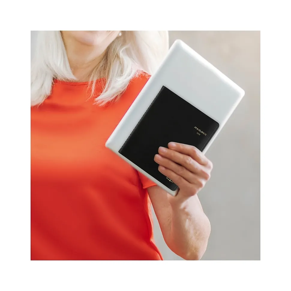 2025 AT-A-GLANCE Recycled 7" x 8.75" Weekly & Monthly Appointment Book, Faux Leather Cover, Black (70-951G-05-25)