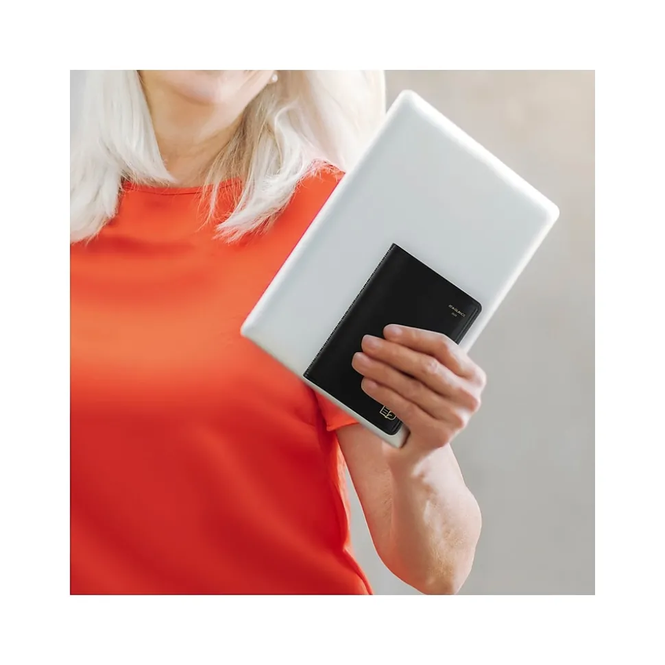 2025 AT-A-GLANCE Recycled 5" x 8" Weekly & Monthly Appointment Book Planner, Faux Leather Cover, Black (70-100G-05-25)