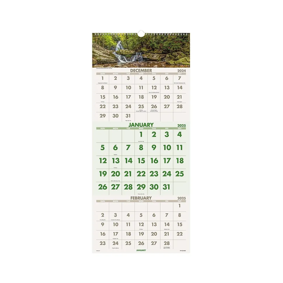 2025 AT-A-GLANCE Scenic 12" x 27" Three-Month Wall Calendar (DMW503-28-25)