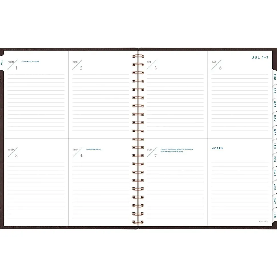 2024-2025 AT-A-GLANCE Signature 8.5" x 11" Academic Weekly & Monthly Planner, Faux Leather Cover, Distressed Brown