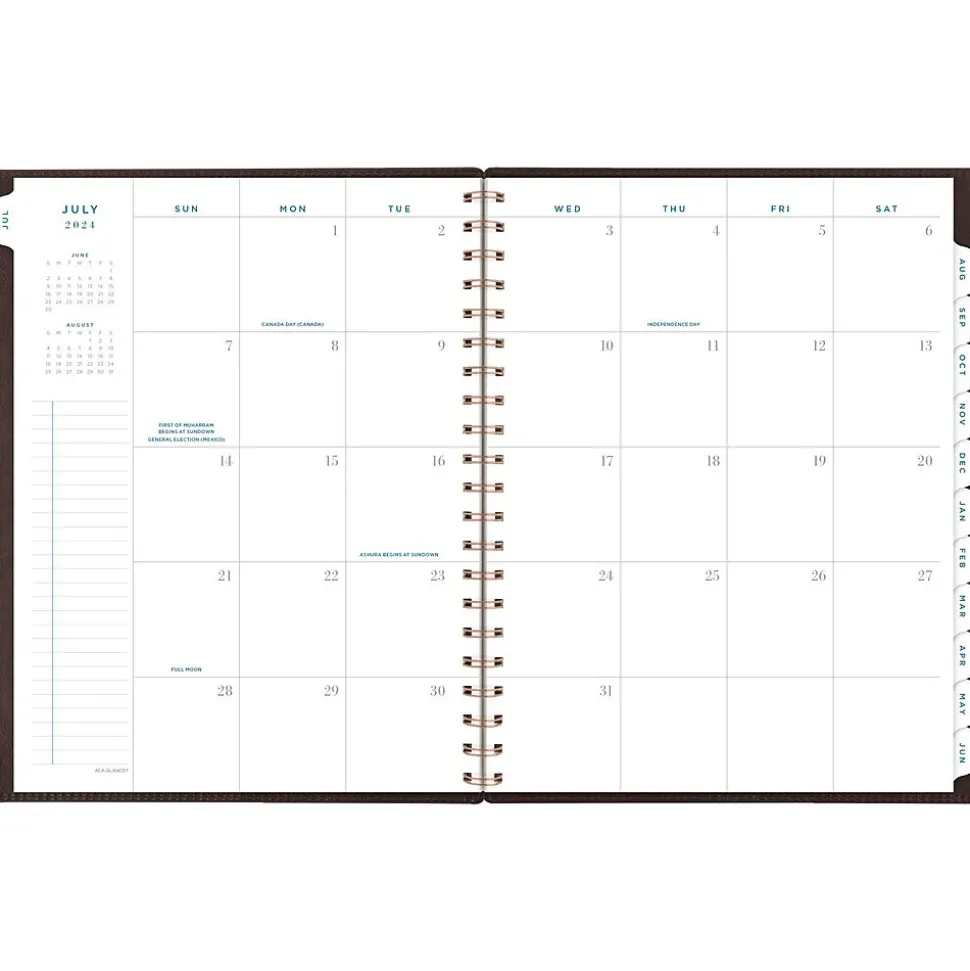 2024-2025 AT-A-GLANCE Signature 8.5" x 11" Academic Weekly & Monthly Planner, Faux Leather Cover, Distressed Brown
