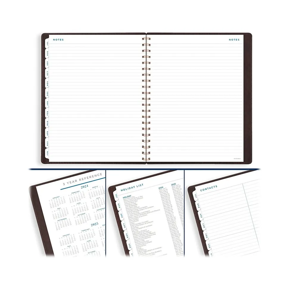 2024-2025 AT-A-GLANCE Signature 8.5" x 11" Academic Weekly & Monthly Planner, Faux Leather Cover, Distressed Brown
