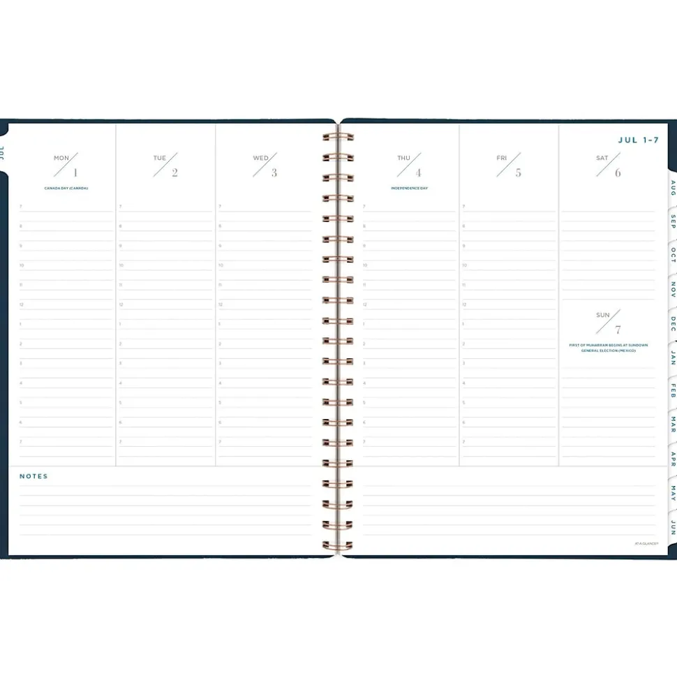 2024-2025 AT-A-GLANCE Signature 8.5" x 11" Academic Weekly & Monthly Planner, Faux Leather Cover, Navy (YP905A-20-25)