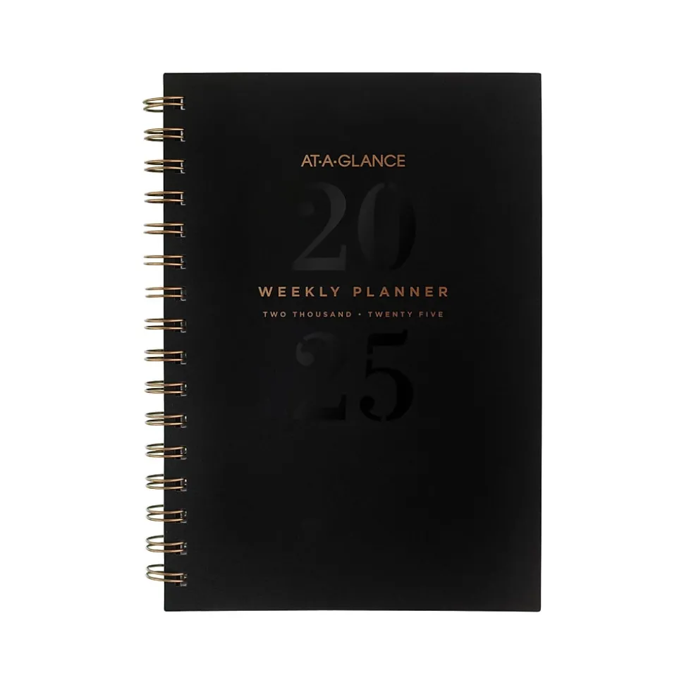2025 AT-A-GLANCE Signature Lite 5.5" x 8.5" Weekly & Monthly Planner, Poly Cover, Black (YP200L-05-25)