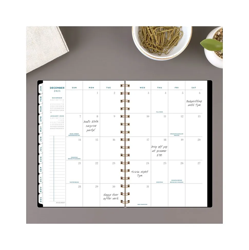 2025 AT-A-GLANCE Signature Lite 5.5" x 8.5" Weekly & Monthly Planner, Poly Cover, Black (YP200L-05-25)