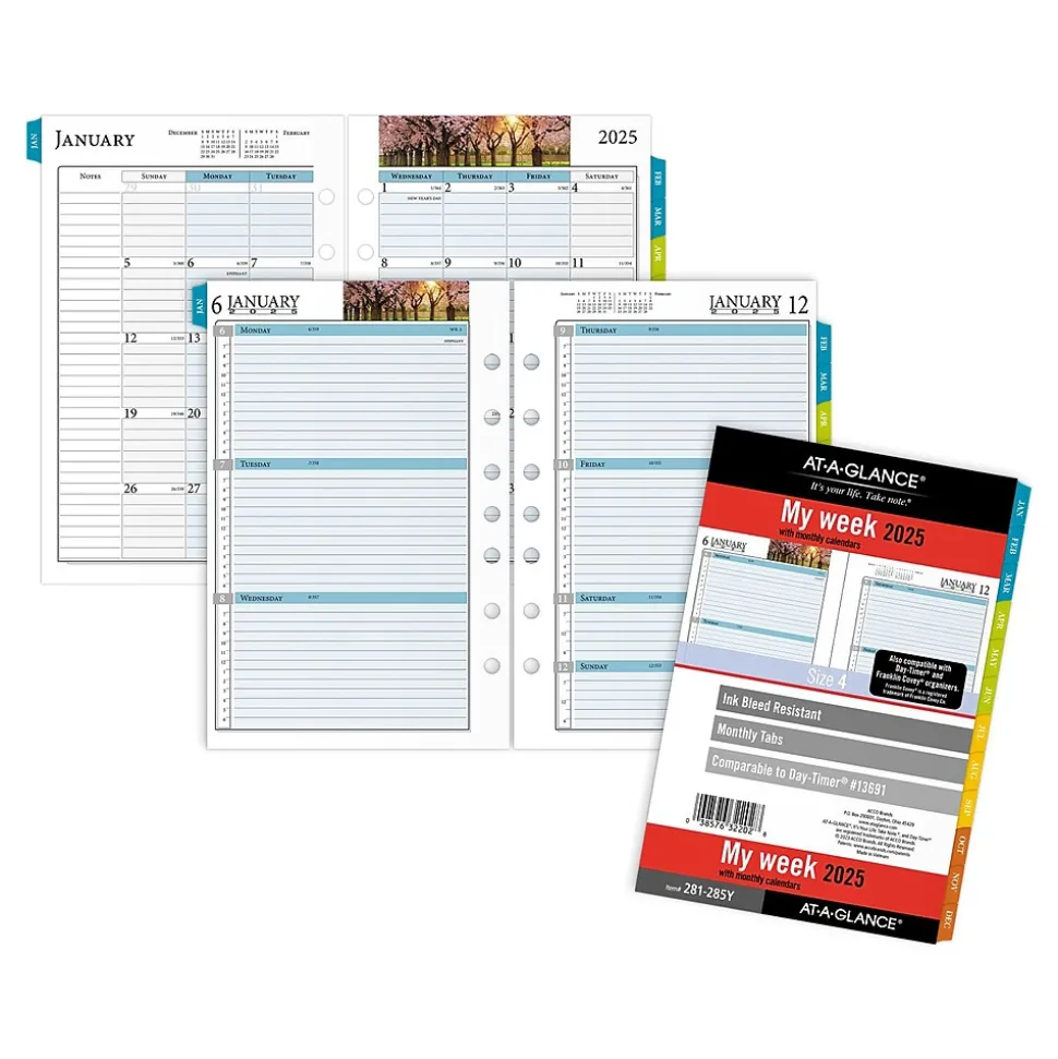 2025 AT-A-GLANCE Zenscapes 8.5" x 5.5" Weekly & Monthly Planner Refill, Multicolor (281-285Y-25)