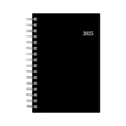 2025 Blue Sky 5" x 8" Daily & Monthly Planner, Plastic Cover, Solid Black (148362)
