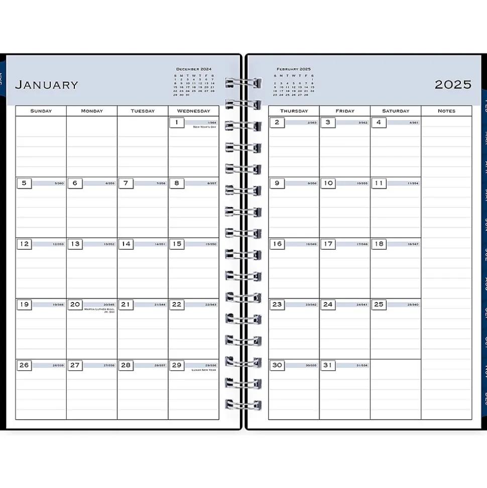 2025 Blue Sky 5" x 8" Daily & Monthly Planner, Plastic Cover, Solid Black (148362)