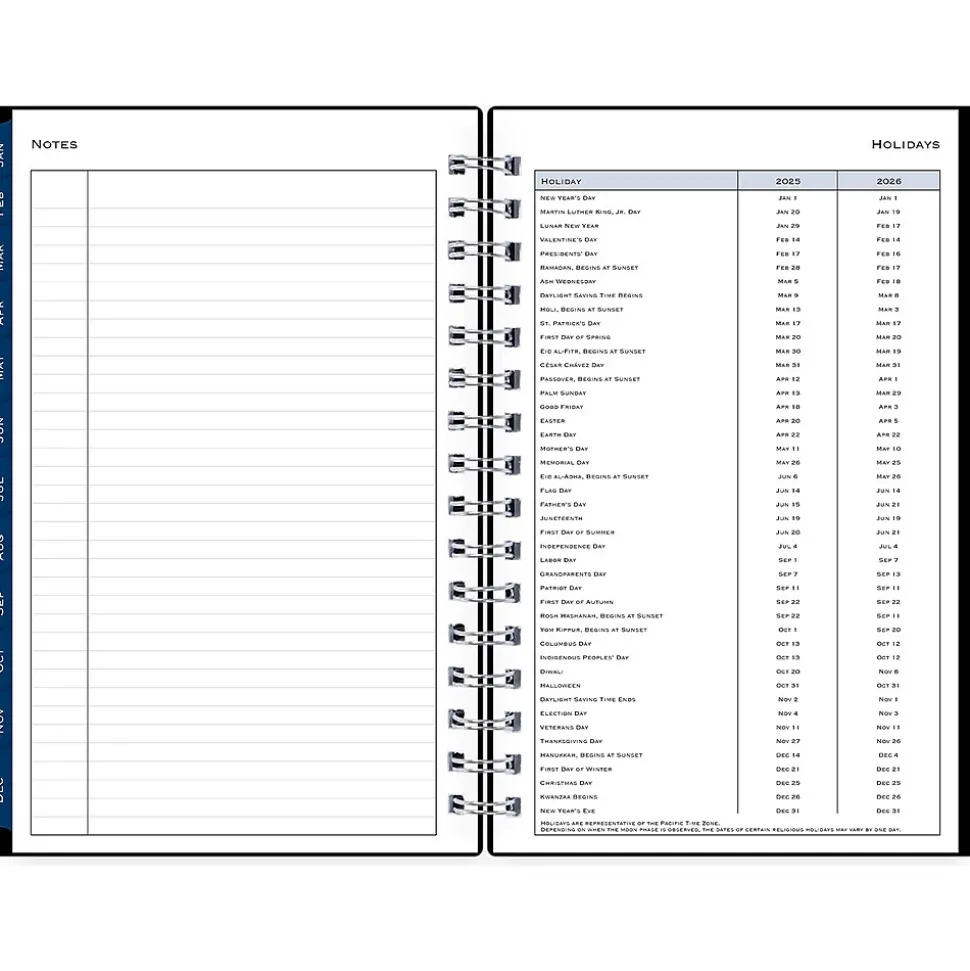 2025 Blue Sky 5" x 8" Daily & Monthly Planner, Plastic Cover, Solid Black (148362)